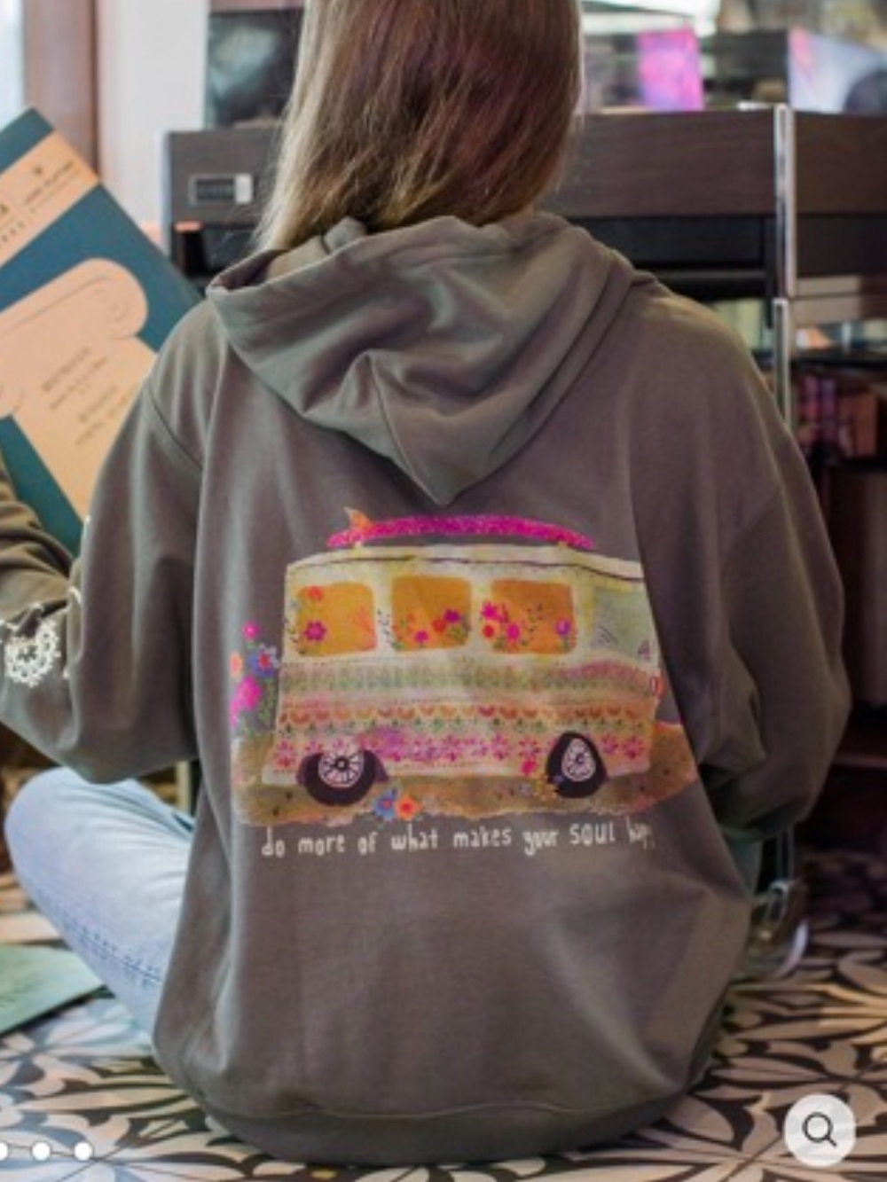 NATURAL LIFE Hoodie Sweatshirt - Makes You Happy Hippie Pullover Boho Retro Van